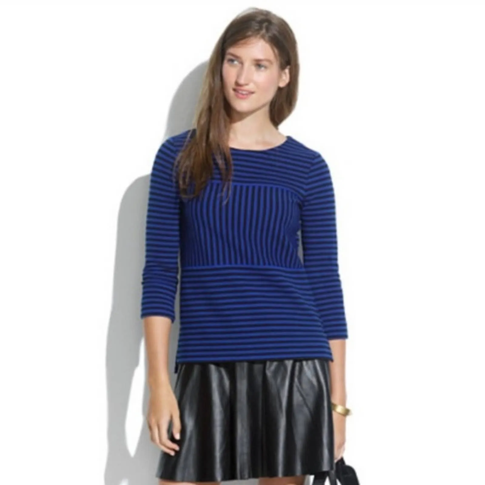 Madewell Gallerist Ponte Top Blue Black Stripe