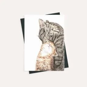 Mama cat with kitten - greeting card