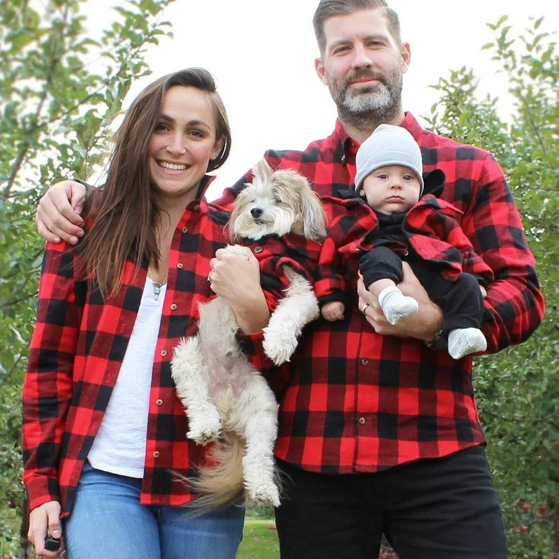 Matching Family Outfit - Plaid Shirts for Mummy, Daddy, Baby and Pet