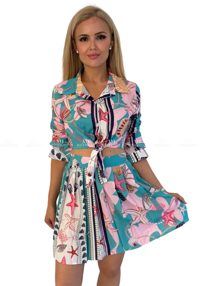 Melinda Multicoloured Shirt & Skirt Set