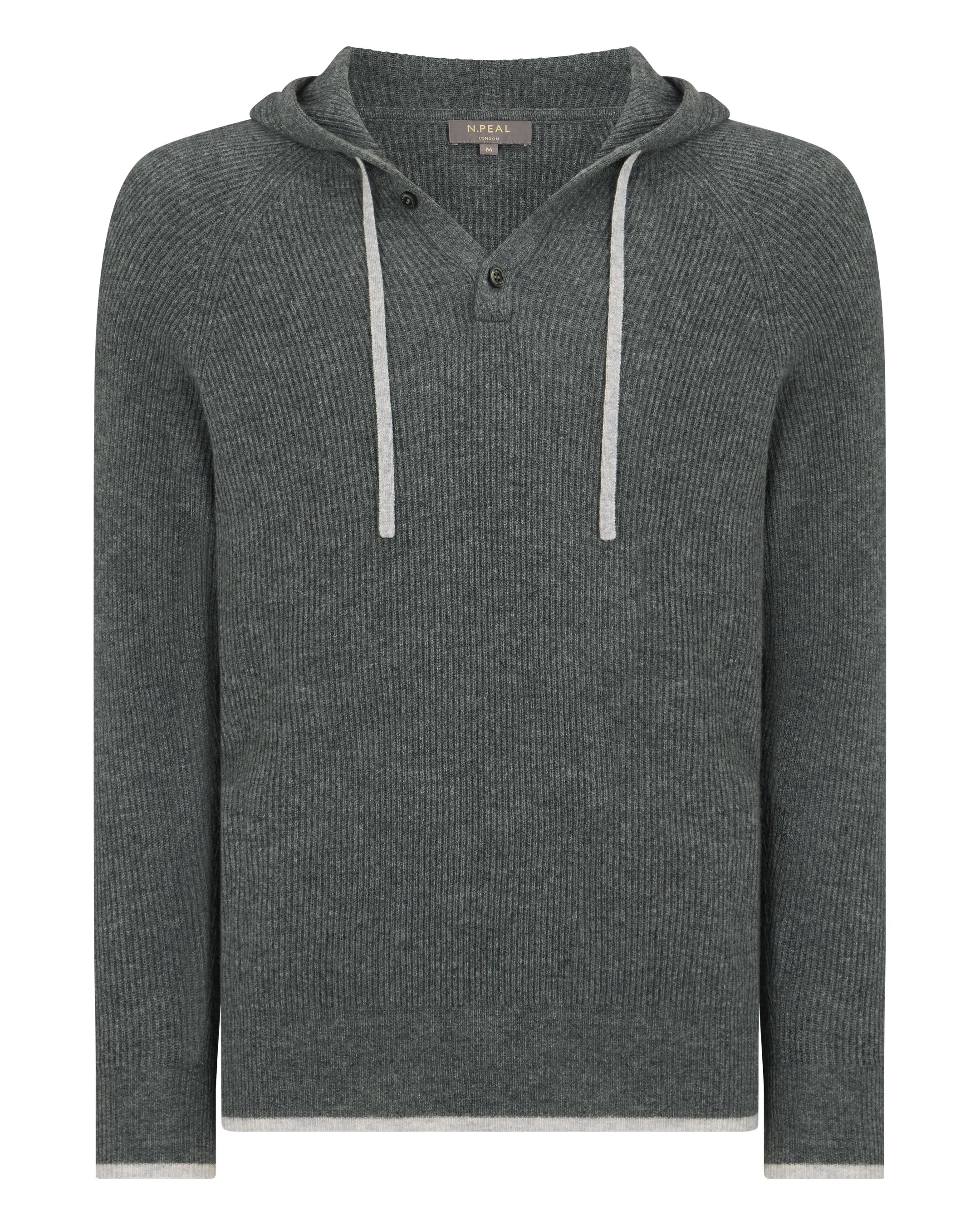 Men's Balham Rib Hooded Cashmere Jumper Elephant Grey