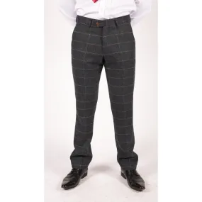 Mens Navy Blue Wine Trousers Check Herringbone Tweed Vintage New Marc Darcy