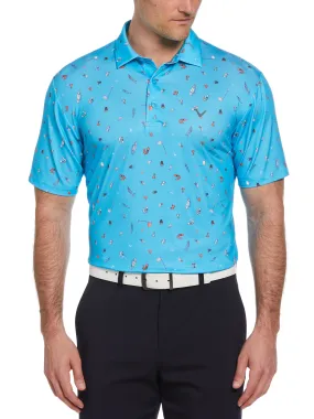 Men's Tee Time Print Golf Polo Shirt