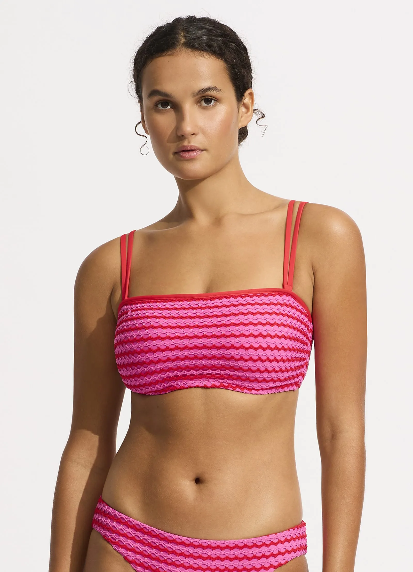 Mesh Effect DD Tank Bikini Top - Chilli Red