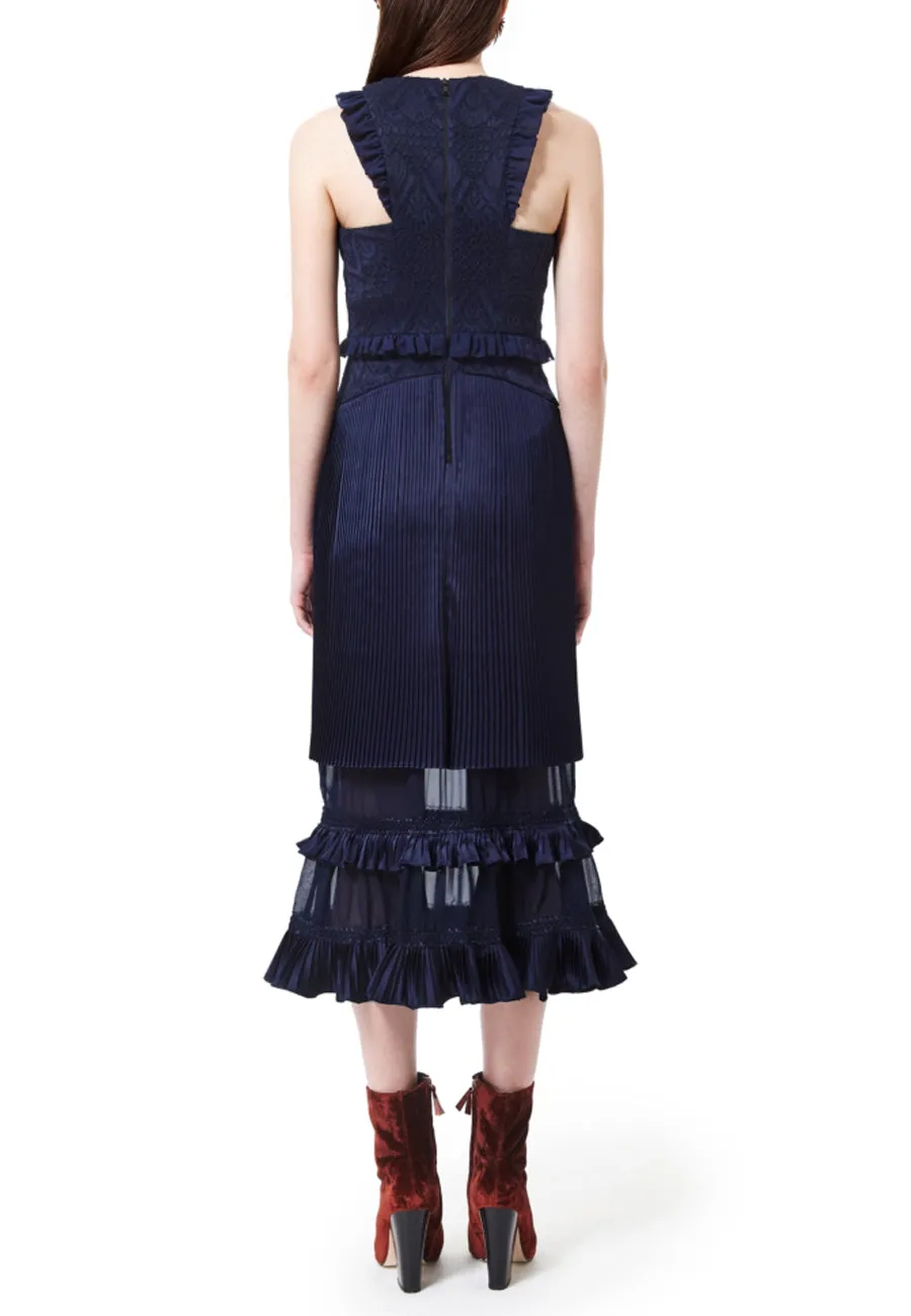 Navy Chance To Dance Ruffles Midi Dress (UK 10)