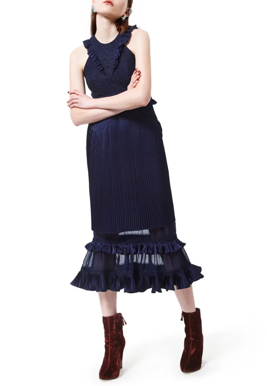 Navy Chance To Dance Ruffles Midi Dress (UK 10)