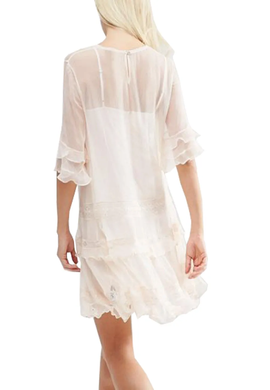 Nude Chiffon Frill Mini Dress (Pre-loved)