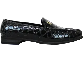 P CROUCH & CO Black Croc Slip On