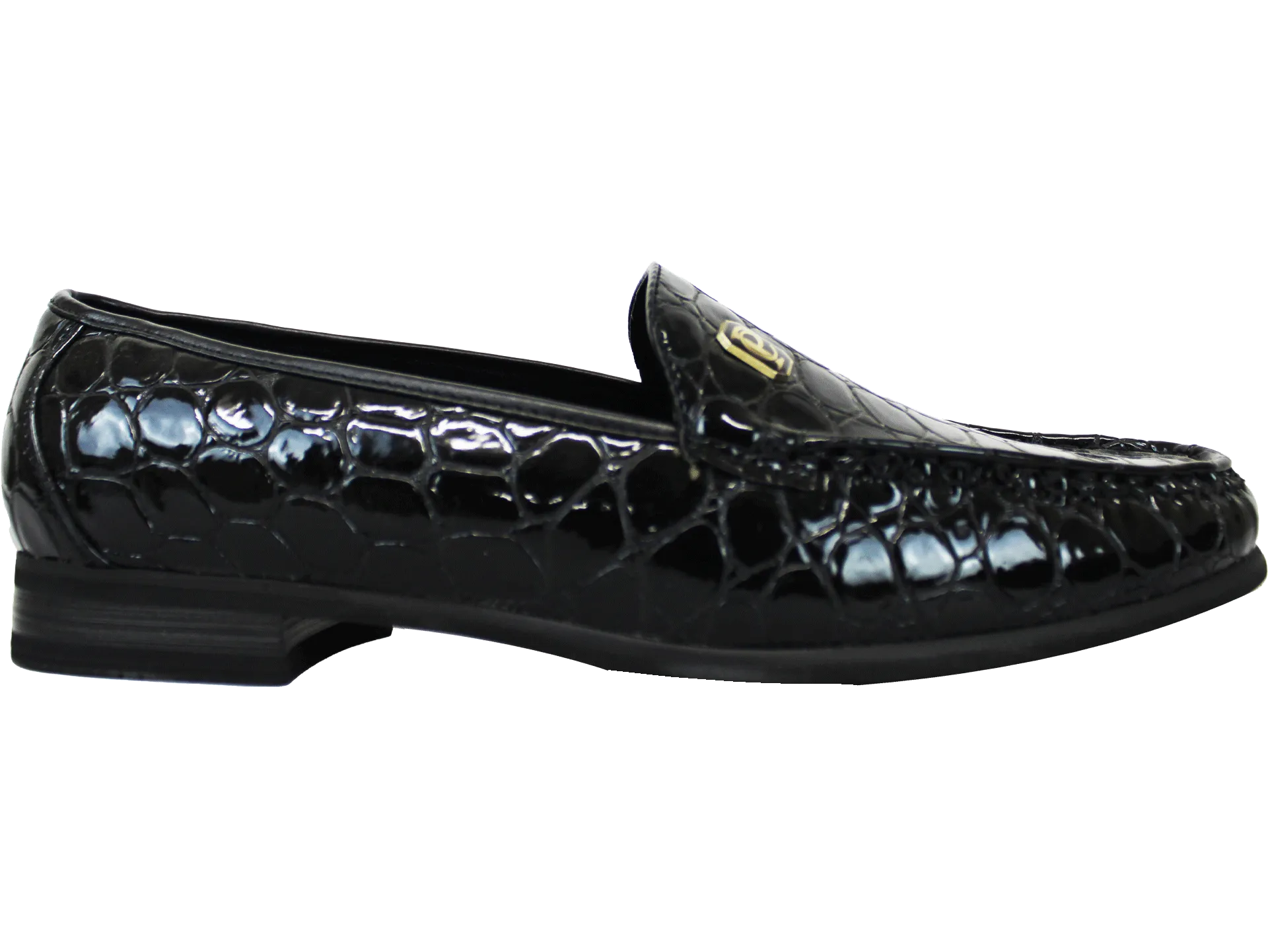 P CROUCH & CO Black Croc Slip On