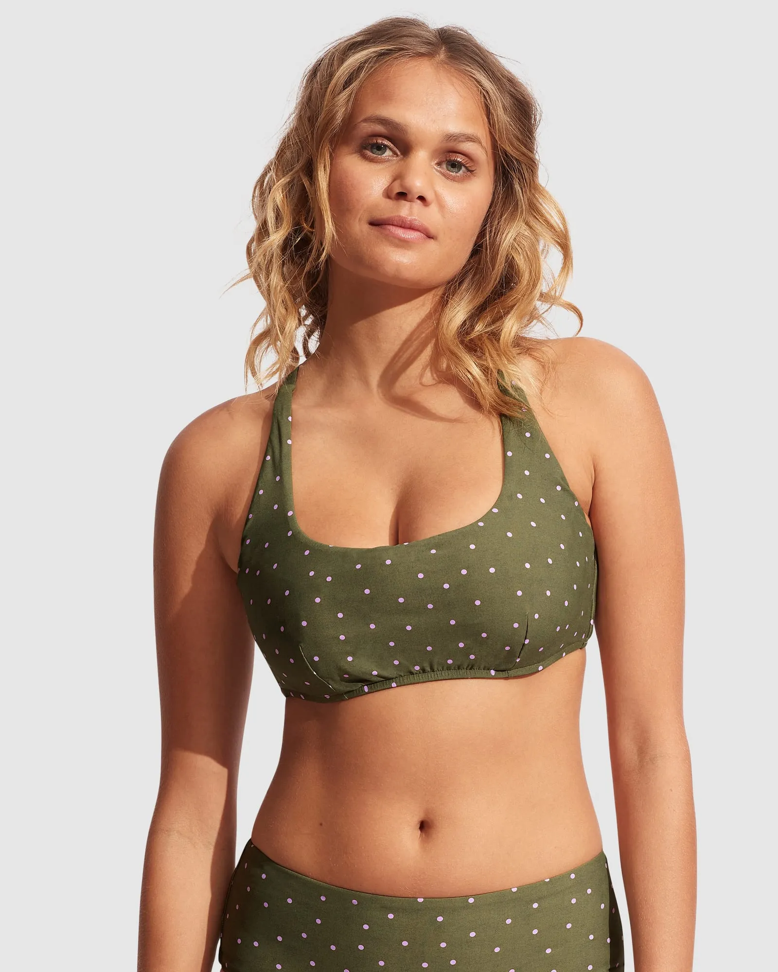 Paradise Garden DD Scoop Neck Halter - Avocado Spot