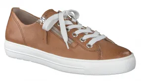 PAUL GREEN Tan leather trainer with zip detail 5206