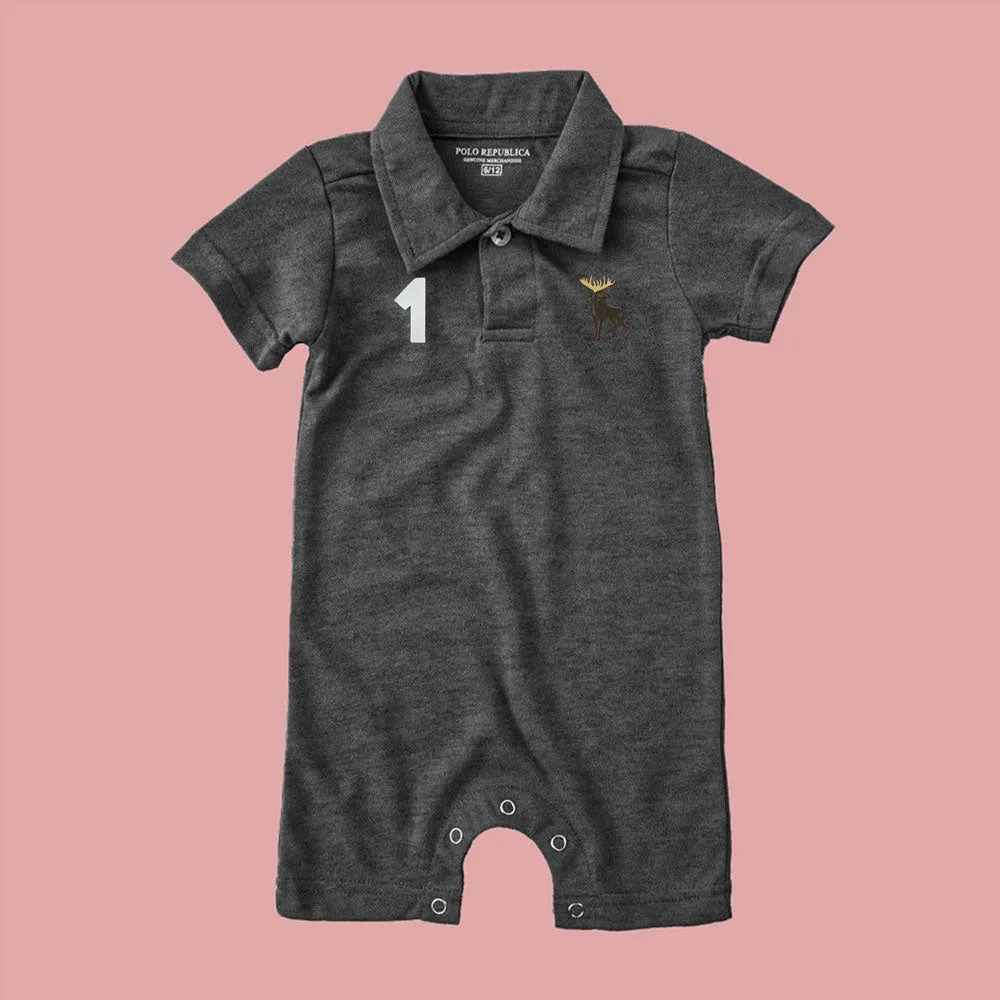 Polo Republica Moose-1 Printed Design Short Sleeve Baby Romper