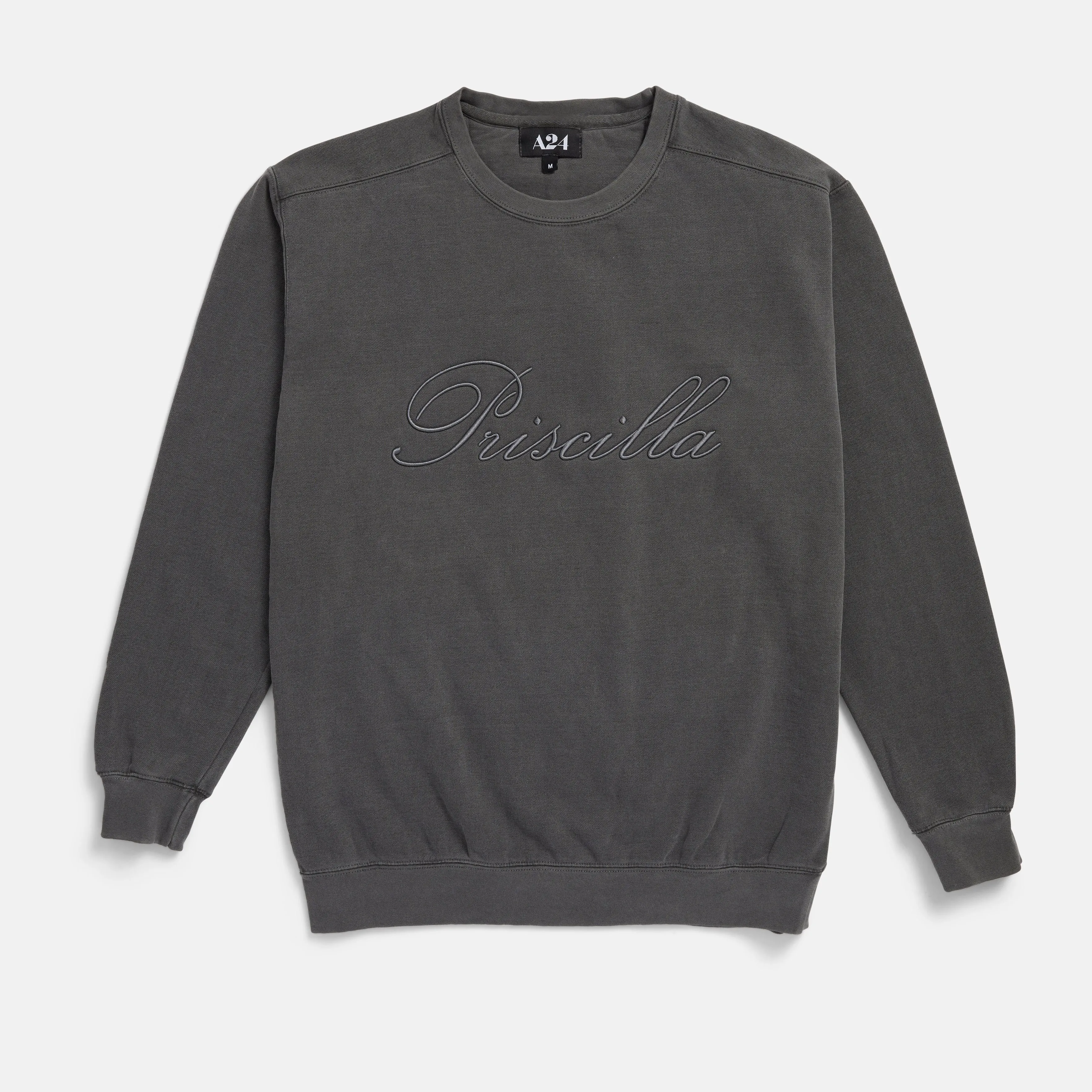 Priscilla Dark Grey Embroidered Crewneck