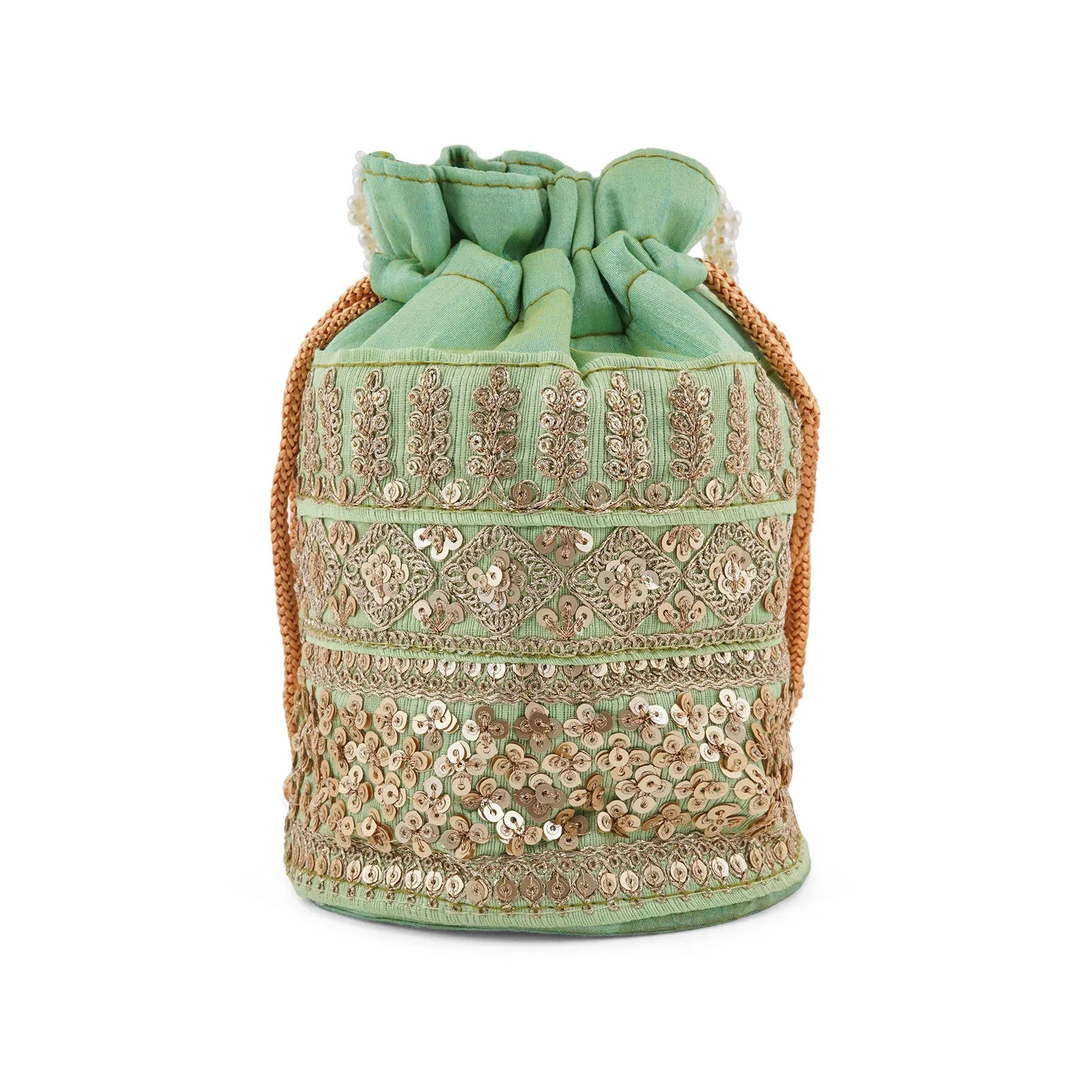 Royal Affair Pista Green Embroidered Potli Bag