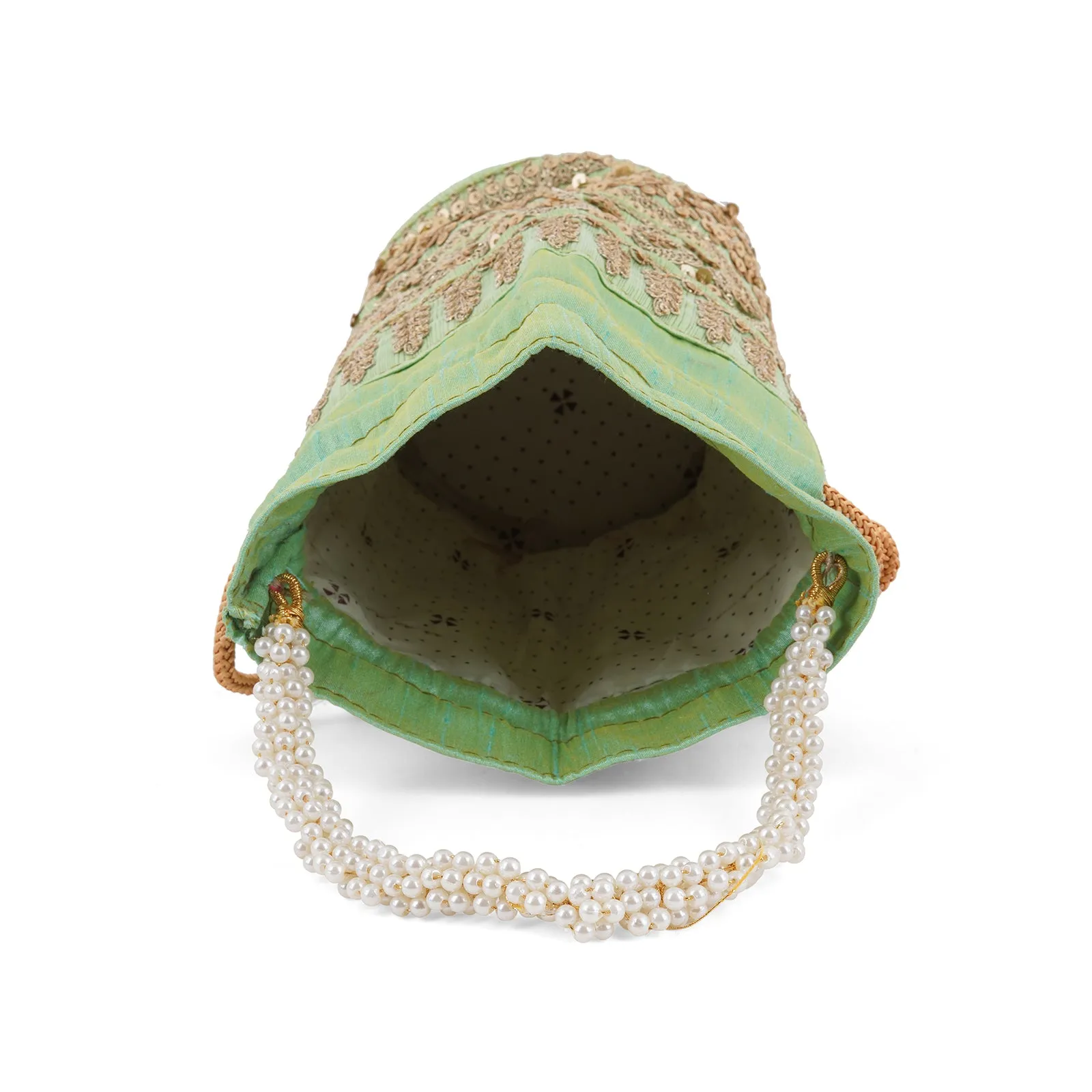 Royal Affair Pista Green Embroidered Potli Bag