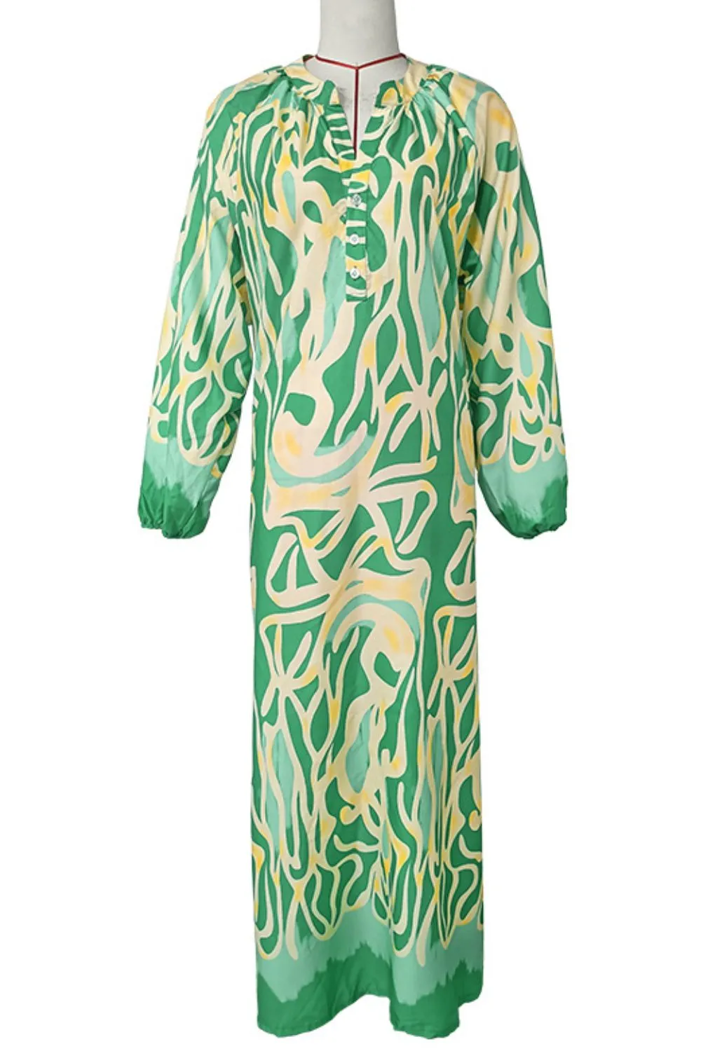 Sara Abstract Print Kaftan Sleeve Dress