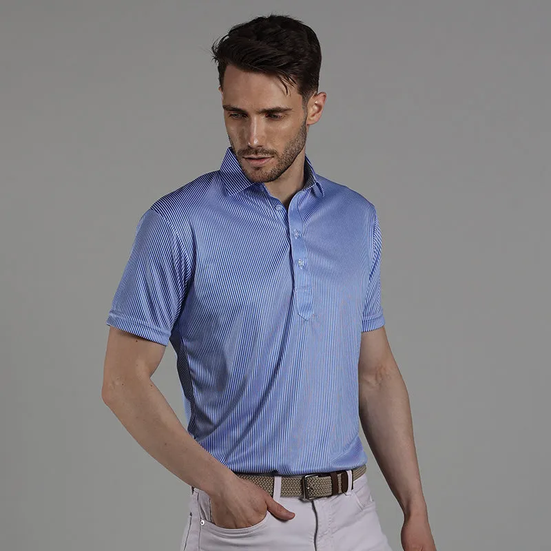 Semi-Spread Collar Polo Blue Stripe