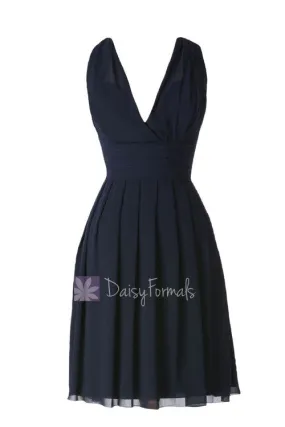 Sexy Short Midnight Chiffon Bridesmaid Dress Wedding Party Dress W/Open Back(BM2326)