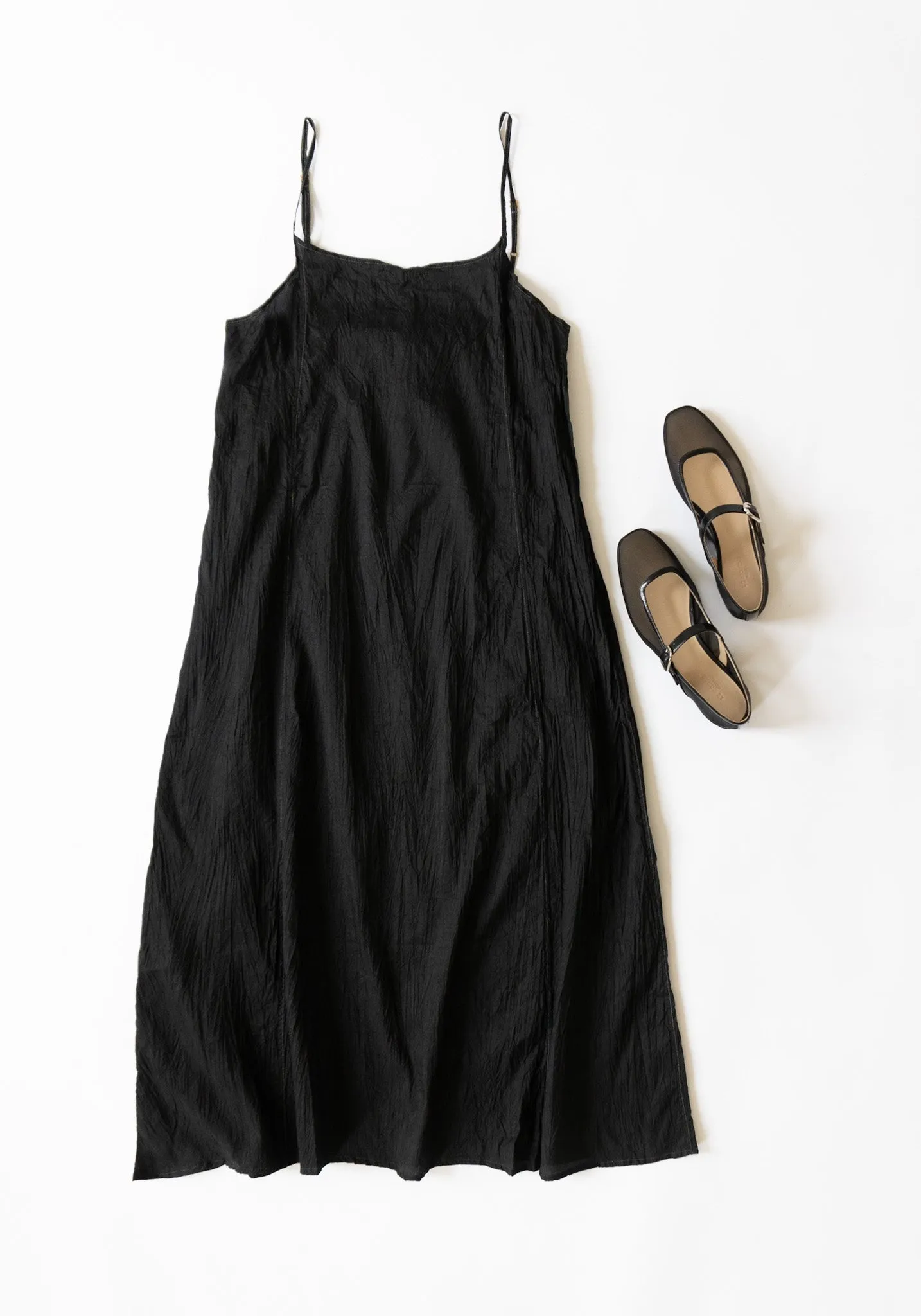 Silk Slip Dress in Dark Black