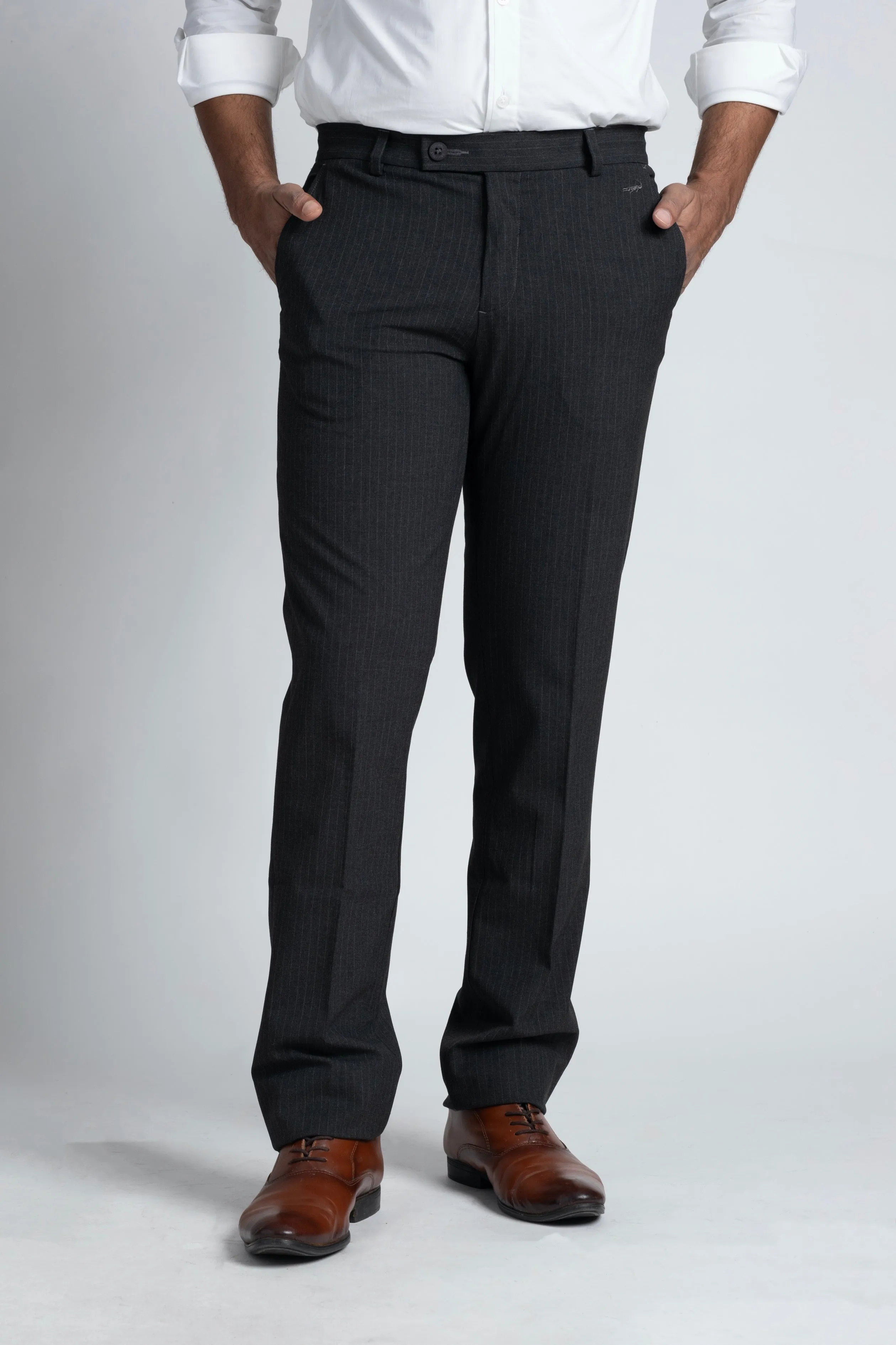 Slim Fit -Formal Trouser - Black Inck