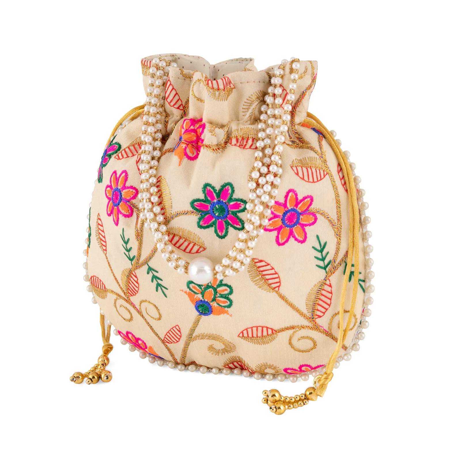 Teejh Gardenia Multicoloured Embroidered Potli Bag