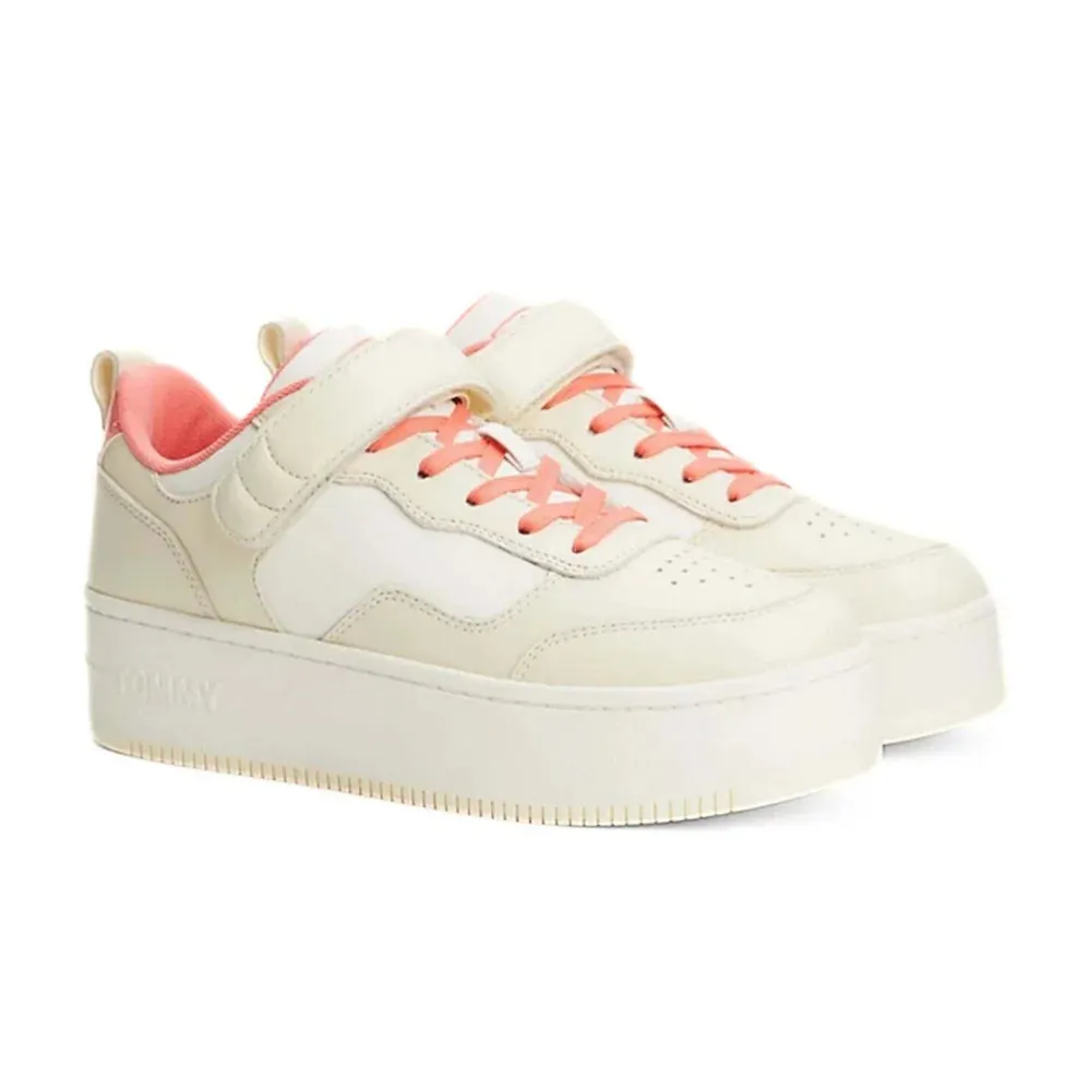 Tommy Hilfiger Jeans TJW Flatform Velcro Trainers Women's - OFFWHTPNK