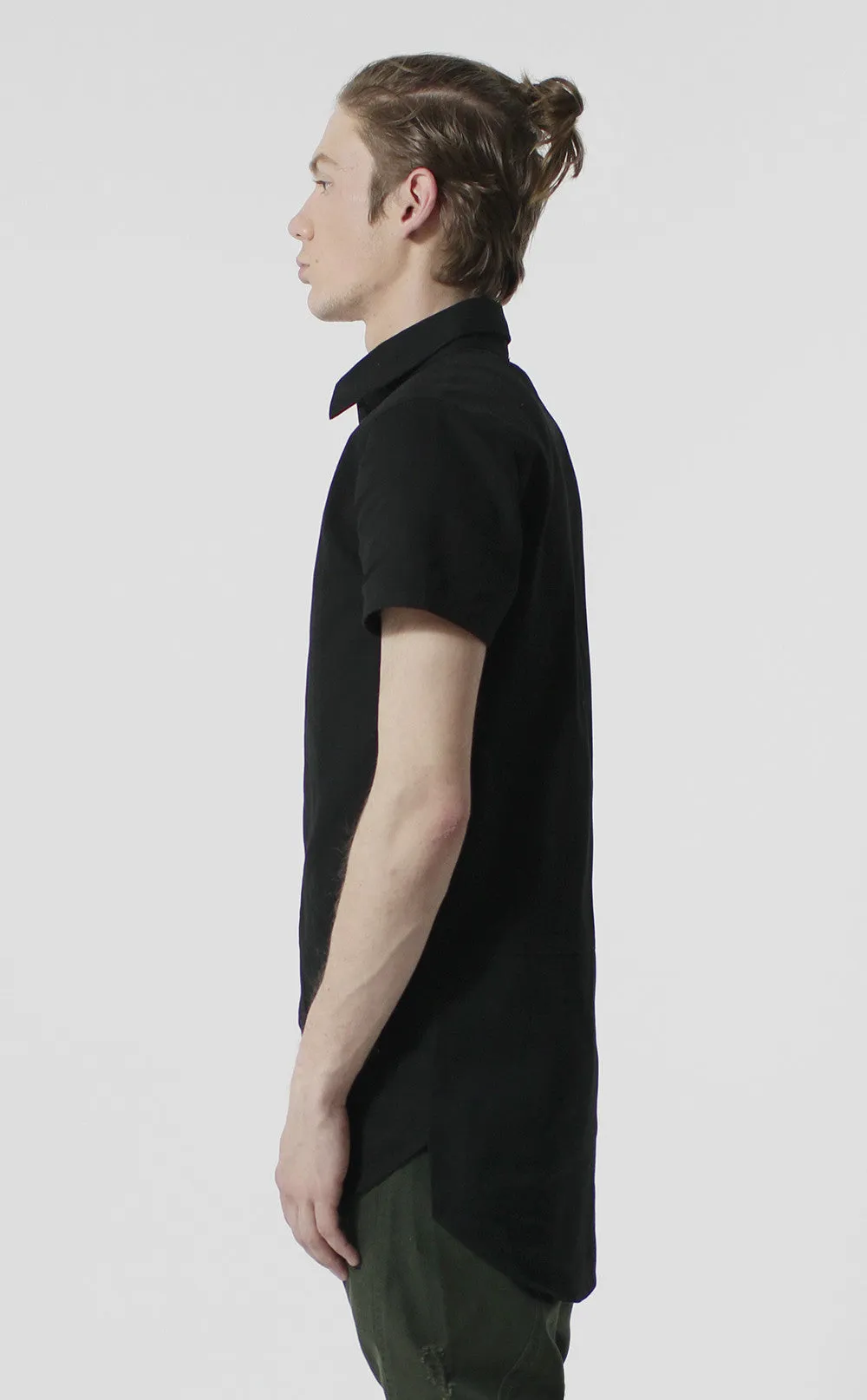 Unknown Alacrity S/S Black Two Way Zipper Down Shirt