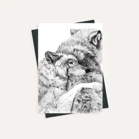 Wolf Cuddles - greeting card