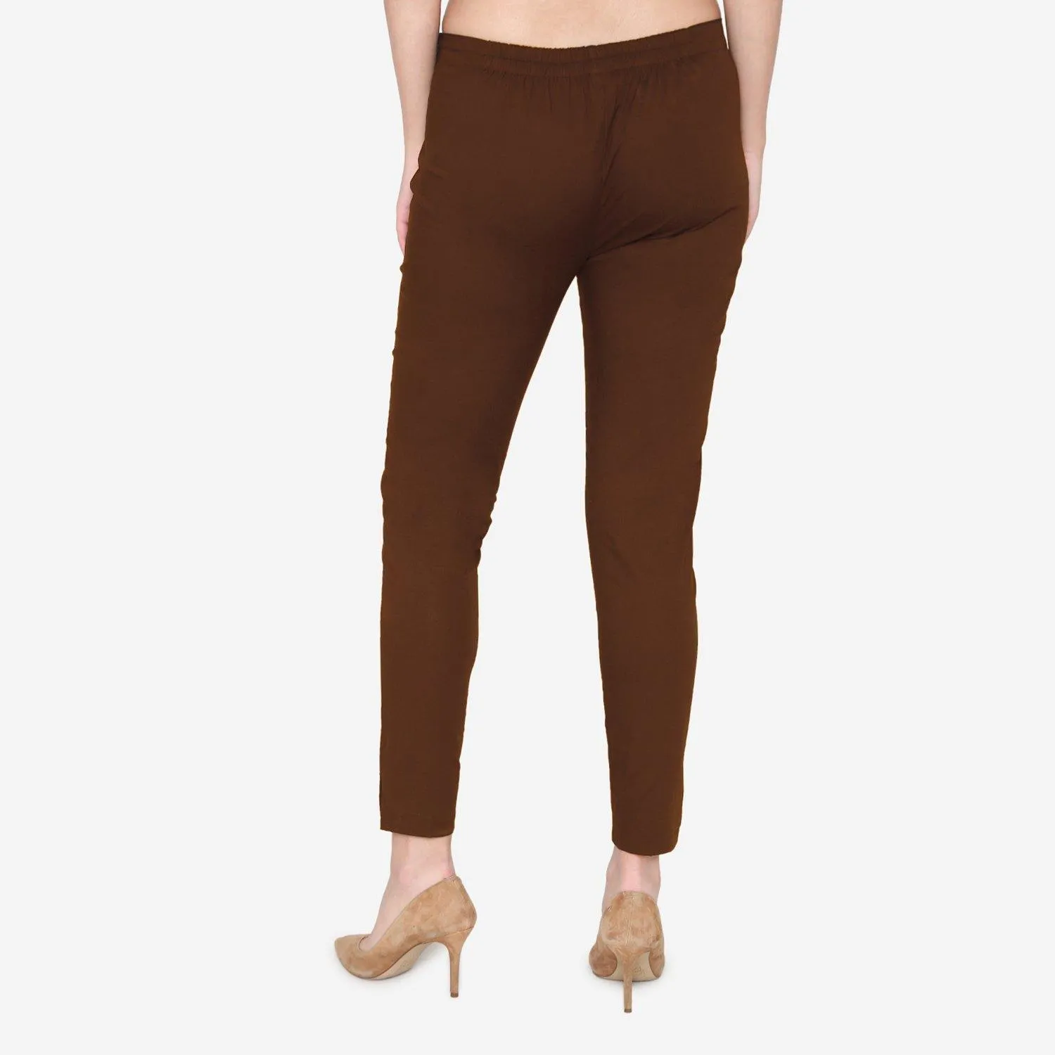 Women's Cotton Formal Trousers - Brown